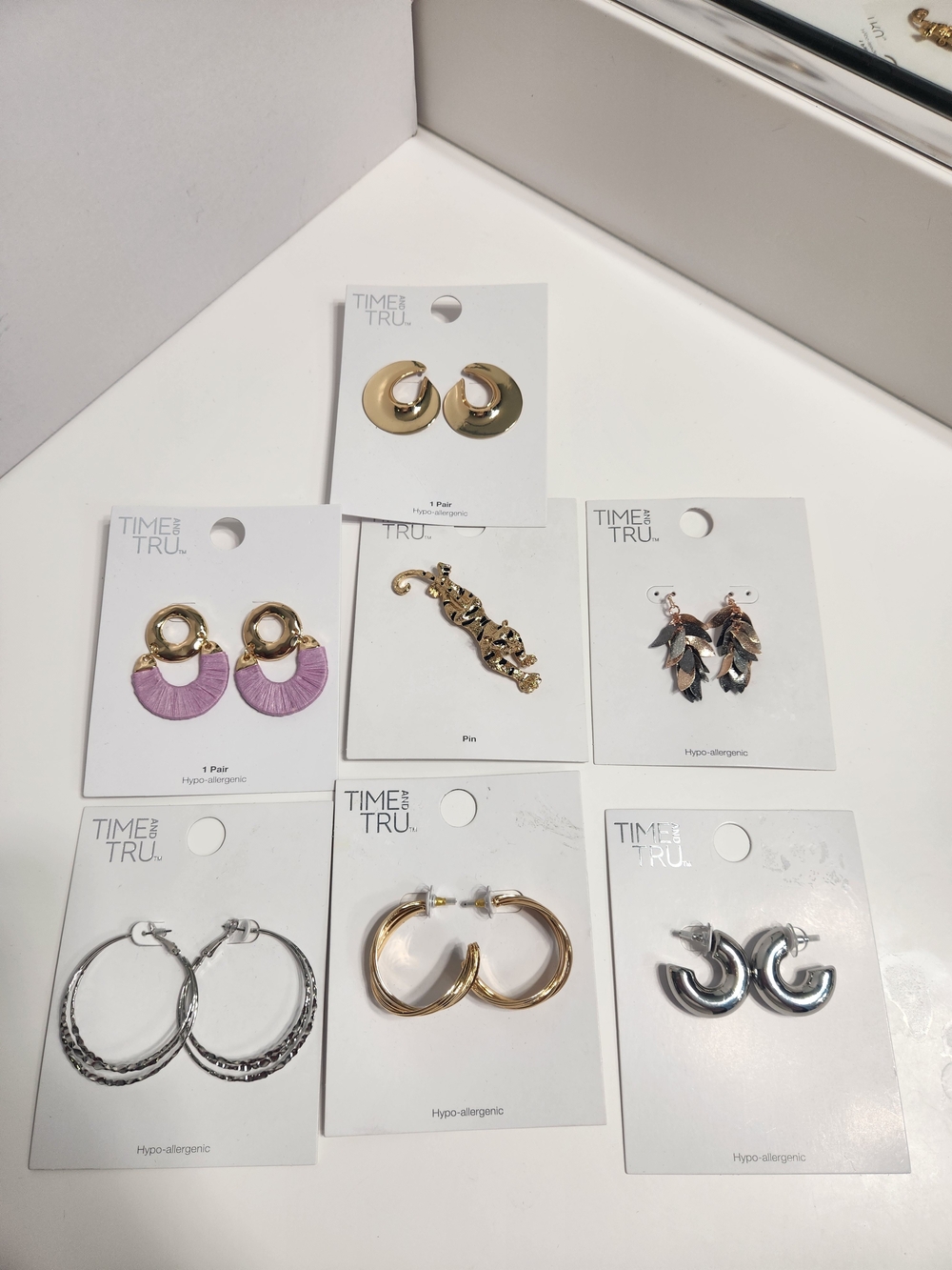 Time and Tru Mixed Metal and Lilac Earring Set 7-Piece Women’s Jewelry lot